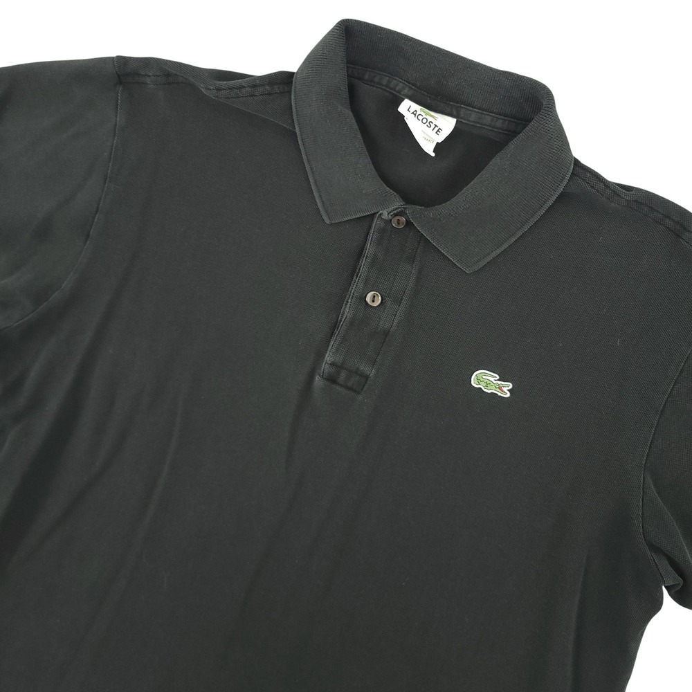 Lacoste Polo Shirt Mens XL Black Solid Pique Cotton Croc Logo Casual Top